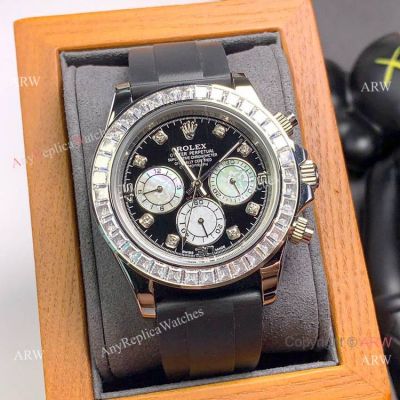 Copy Rolex Daytona Diamond Watch SS Oysterflex Rubber Band